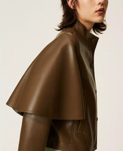 Load image into Gallery viewer, Twinset Vegan Leather Jacket in Beech
