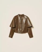 Load image into Gallery viewer, Twinset Vegan Leather Jacket in Beech
