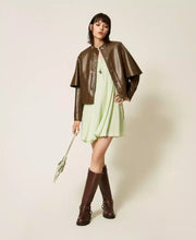 Load image into Gallery viewer, Twinset Vegan Leather Jacket in Beech
