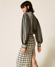 Load image into Gallery viewer, Twinset Crêpe de Chine Blouse with Plumetis Tulle
