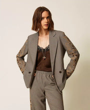 Load image into Gallery viewer, Twinset Houndstooth Blazer with Embroidery
