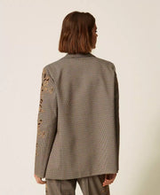 Load image into Gallery viewer, Twinset Houndstooth Blazer with Embroidery
