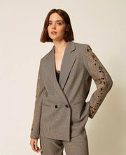 Load image into Gallery viewer, Twinset Houndstooth Blazer with Embroidery
