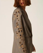 Load image into Gallery viewer, Twinset Houndstooth Blazer with Embroidery
