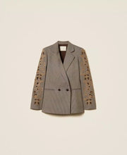 Load image into Gallery viewer, Twinset Houndstooth Blazer with Embroidery

