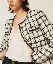 Load image into Gallery viewer, Twinset Bouclé Jacket in Grey/Black/Gold Check
