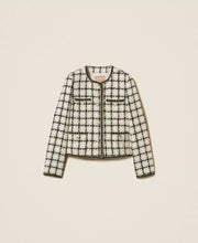 Load image into Gallery viewer, Twinset Bouclé Jacket in Grey/Black/Gold Check

