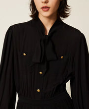 Load image into Gallery viewer, Twinset Short Dress with Knitted Skirt in Black
