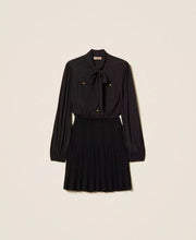 Load image into Gallery viewer, Twinset Short Dress with Knitted Skirt in Black

