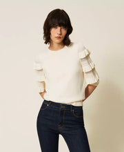 Load image into Gallery viewer, Twinset Mesh Stitch Sweater in Mother of Pearl
