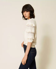 Load image into Gallery viewer, Twinset Mesh Stitch Sweater in Mother of Pearl
