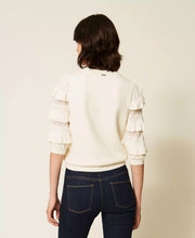 Load image into Gallery viewer, Twinset Mesh Stitch Sweater in Mother of Pearl
