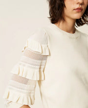 Load image into Gallery viewer, Twinset Mesh Stitch Sweater in Mother of Pearl
