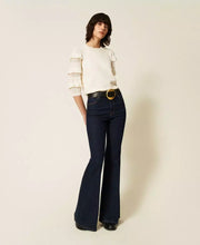 Load image into Gallery viewer, Twinset Mesh Stitch Sweater in Mother of Pearl
