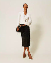 Load image into Gallery viewer, Twinset Crossover Sweater in Mother of Pearl
