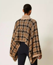 Load image into Gallery viewer, Twinset Check Jacquard Knit Cape in Brandy

