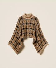 Load image into Gallery viewer, Twinset Check Jacquard Knit Cape in Brandy
