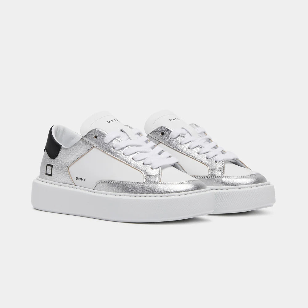 D.A.T.E Sfera Pop Sneakers in White/Silver