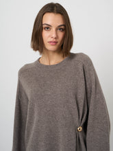 Load image into Gallery viewer, Repeat Cashmere Side Button Sweater in Concrete
