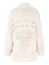 Load image into Gallery viewer, Autumn Cashmere Fringed Shawl Collar Cardigan in Sand
