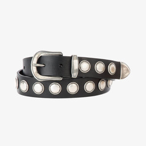 Brave Leather Sezim Bridle Belt in Black/Silver