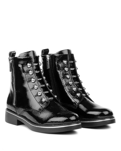 Valdini Paola Waterproof Patent Leather Boots in Black