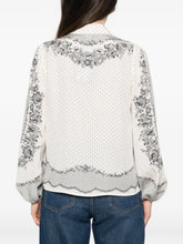 Load image into Gallery viewer, Twinset Jacquard Satin Blouse with Floral and Polka Dot Pattern
