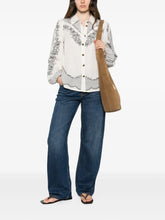Load image into Gallery viewer, Twinset Jacquard Satin Blouse with Floral and Polka Dot Pattern
