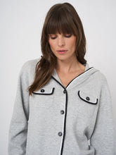 Load image into Gallery viewer, Repeat Hooded Cardigan in Soft Grey
