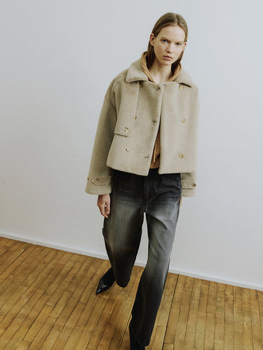 Molliolli Cley Cropped Faux Fur Jacket in Mink