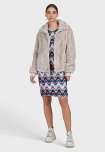 Marc Aurel Faux Fur Jacket in Taupe