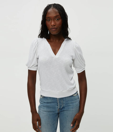 Michael Stars Quinn Puff Sleeve Top in White