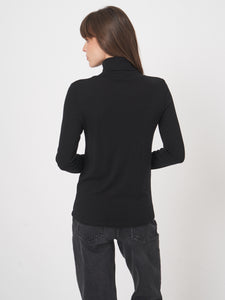 Repeat Wool Blend Turtleneck in Black