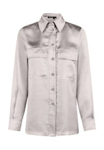 Load image into Gallery viewer, Marc Aurel Stretch Satin Shirt in Taupe
