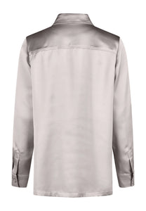 Marc Aurel Stretch Satin Shirt in Taupe