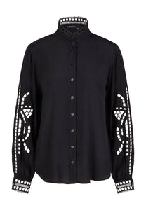 Marc Aurel Embroidered Blouse in Black