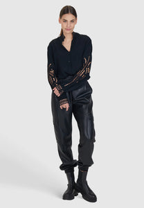 Marc Aurel Embroidered Blouse in Black