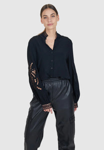 Marc Aurel Embroidered Blouse in Black