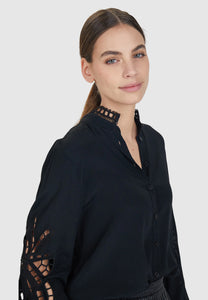 Marc Aurel Embroidered Blouse in Black