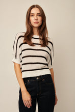 Load image into Gallery viewer, Line The Label Margot Short Sleeve Sweater in Onyx Stripe
