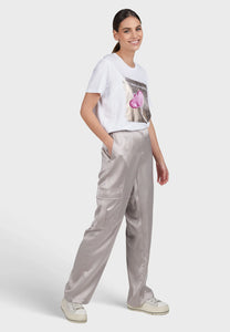 Marc Aurel Satin Cargo Pants in Taupe