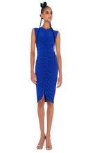Load image into Gallery viewer, Norma Kamali Sleeveless V Neck Shirred Front Dress in Elecrtic Blue
