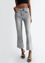 Load image into Gallery viewer, LIU JO Cropped Bootcut Gemstone Jeans in Grey Denim
