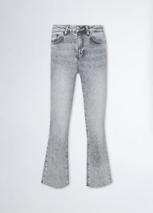 LIU JO Cropped Bootcut Gemstone Jeans in Grey Denim