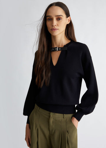 LIU JO Buckle Sweater in Black