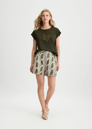 LIU JO Ramie Shorts in Geographic Print