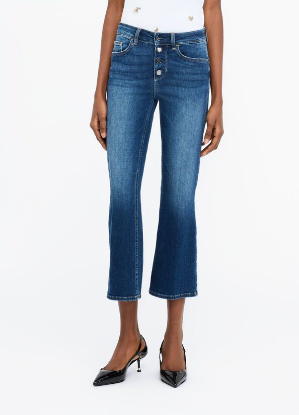 LIU JO Flare Jeans with Jewelled Buttons