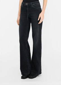 LIU JO Flared Belted Jeans in Denim Black
