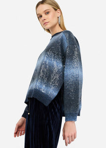 LIU JO Sequin Sweater in Blue Topaz