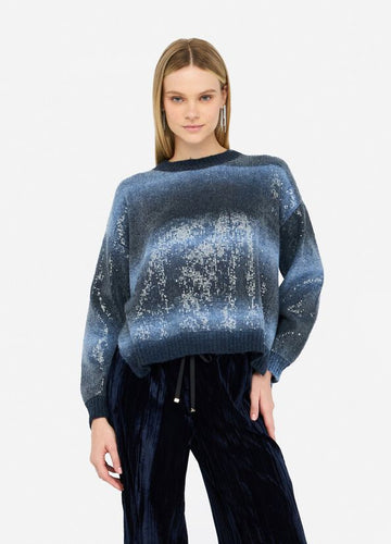 LIU JO Sequin Sweater in Blue Topaz